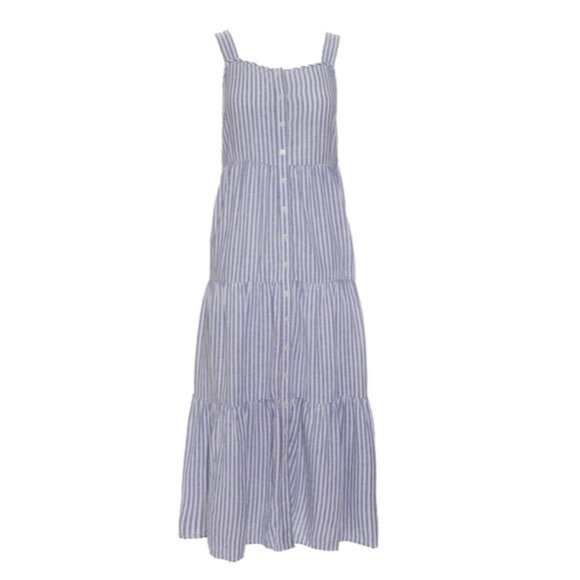 madewell striped satin midi dress